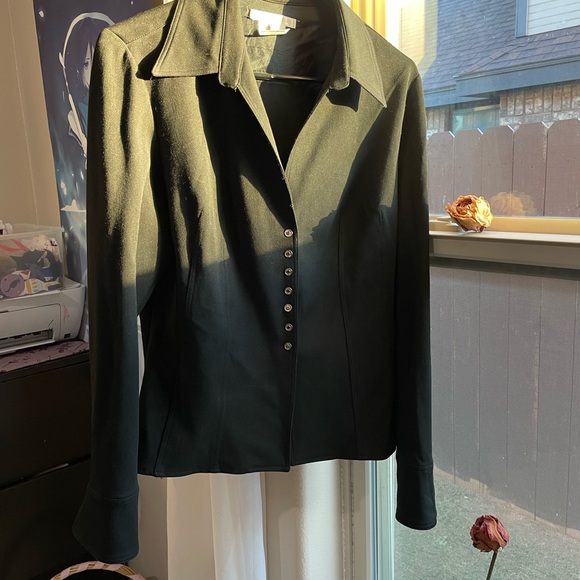 Vintage Vertigo Paris black snap button down top - Picture 5 of 16